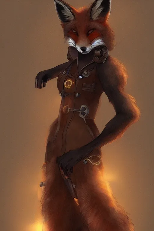 Prompt: a fox fursona, trending on artstation, by kawacy, furry art, digital art, steampunk, high quality, backlighting