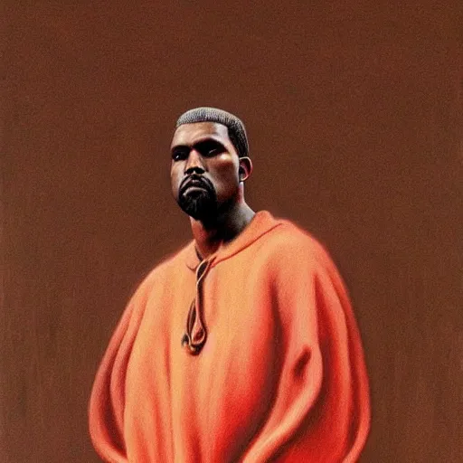 Image similar to kanye west as a zdzisław beksinski painting