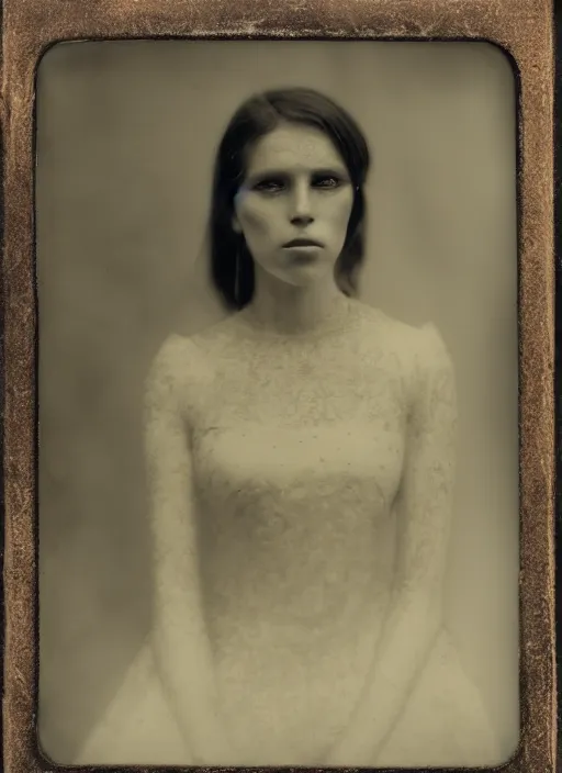 Image similar to portrait of a young women, photo realistic, elegant, award winning photograph, parallax, ambrotype wet plate collodion by martin shuller,
