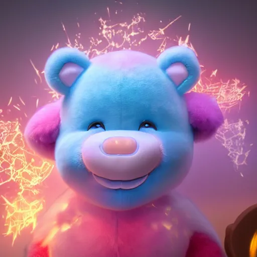 Image similar to hyperrealistic dslr film still of a care bear, heart emblem, stunning 8 k octane comprehensive 3 d render, inspired by istvan sandorfi & greg rutkowski & unreal engine, perfect symmetry, dim volumetric cinematic lighting, extremely hyper - detailed, extremely lifelike attributes & texture, intricate, masterpiece, artstation, stunning