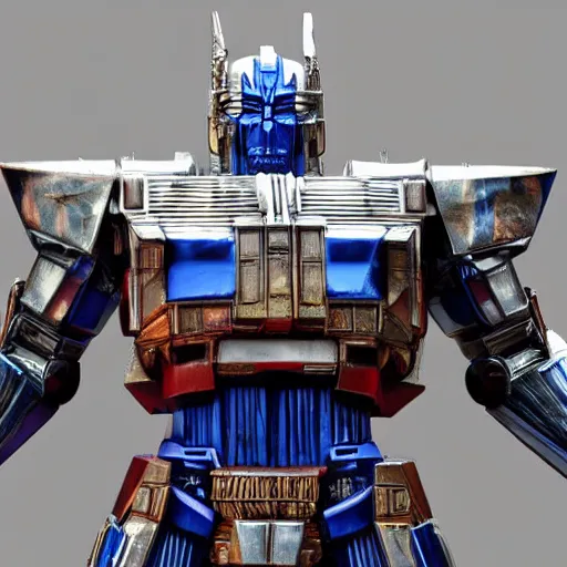 Image similar to optimus prime as a marble statue, highly detailed photograph