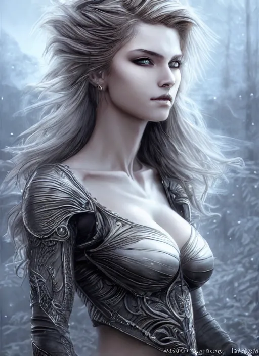 Prompt: photo of a nordic volva beautiful female in the style of stefan kostic, realistic, half body shot, sharp focus, 8 k high definition, insanely detailed, intricate, elegant, art by stanley lau and artgerm, luis royo