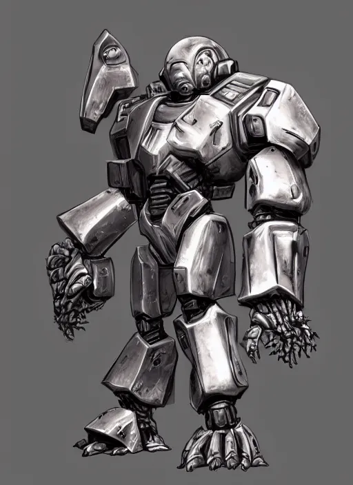 Prompt: “ character concept, strogg, face of a man, body of an armored robot, quake 3, doom, wolfenstein, shiny, metal, unreal engine 5, mecha suit, anime, paul richards, jon lane ”