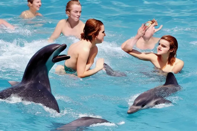 Image similar to emma watson Swim with Dolphins