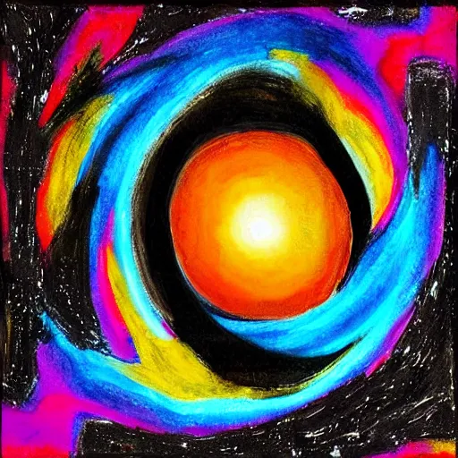 Prompt: black hole hurricane, contemprorary art, complementary colors