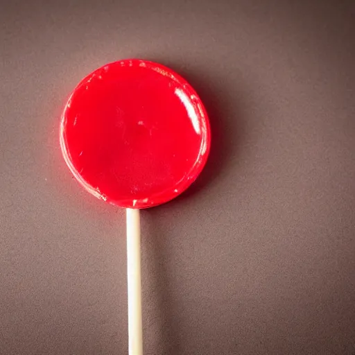 Image similar to extreme close up on an red lollipop, 120mm macro lens, detailed