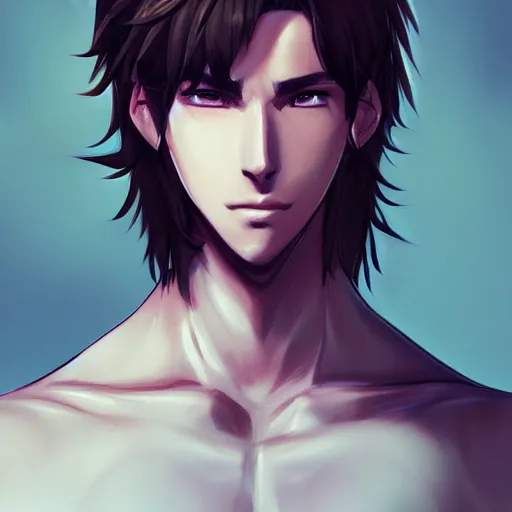 Image similar to detailed beautiful male character art of a protagonist, depth of field, on amino, by sakimichan patreon, wlop, weibo high quality art on artstation, deviantart