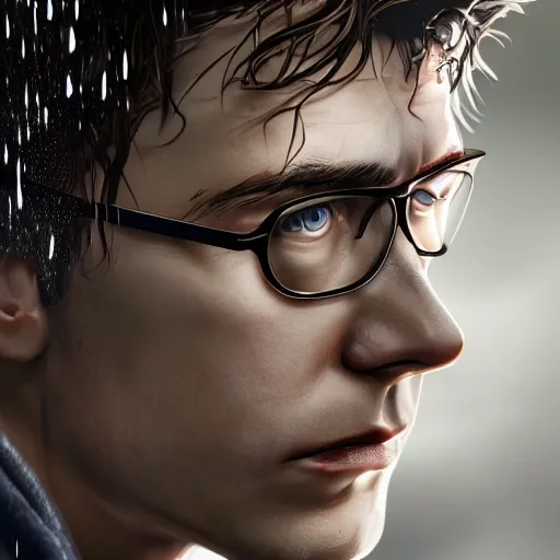 Prompt: Peter Parker , wet face , heavy rain ,dramatic, intricate, highly detailed, concept art, smooth, sharp focus, illustration, Unreal Engine 5, 8K