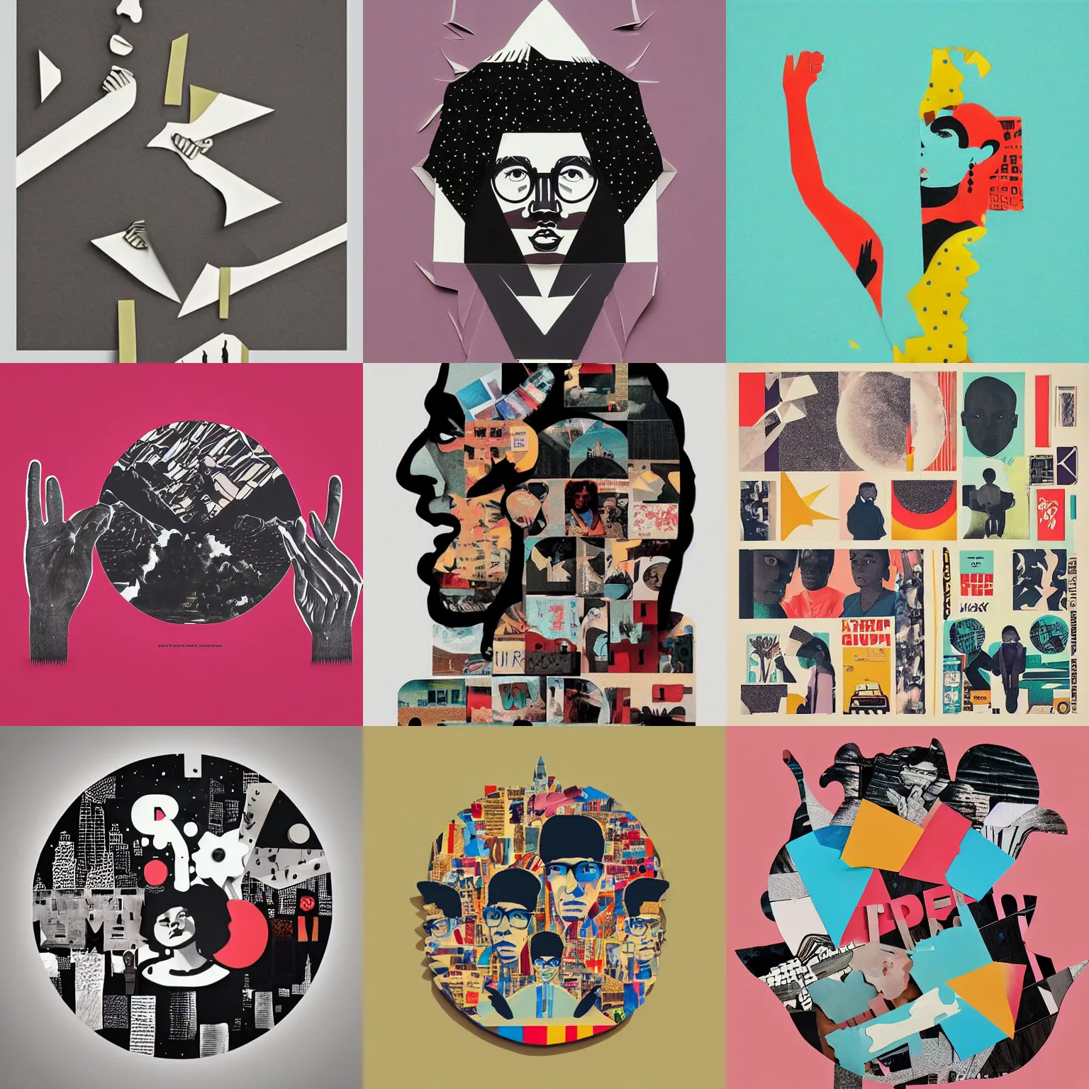Prompt: paper cut out collage artwork, artsy, lofi hip hop album cover, trending on behance