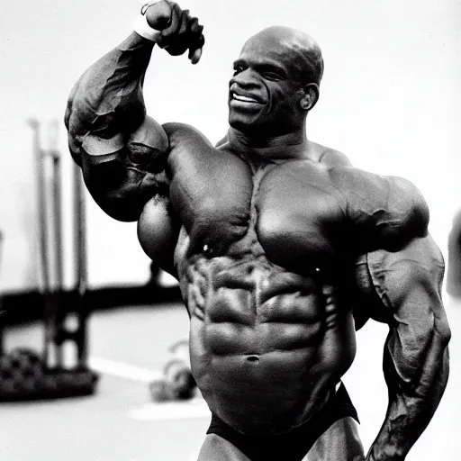 Prompt: ronnie coleman with ronnie coleman's physique as ronnie coleman in ronnie coleman's body, very muscular superhuman bodybuilder physique