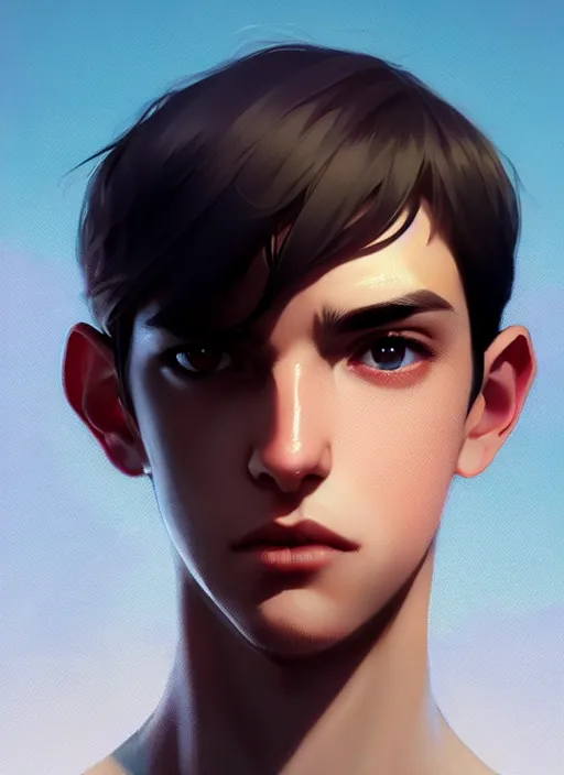 Image similar to a very handsome, girly boy of eighteen with grey eyes and hair and a tear mole under his right eye perfect face, symmetric eyes, sharp focus, specular reflection, occlusion shadow, artstation, by ilya kuvshinov and jeremy lipking, light novel cover art, 3 d epic illustrations, symmetric body