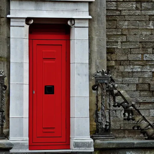 Image similar to a fire escape door on stonehenge