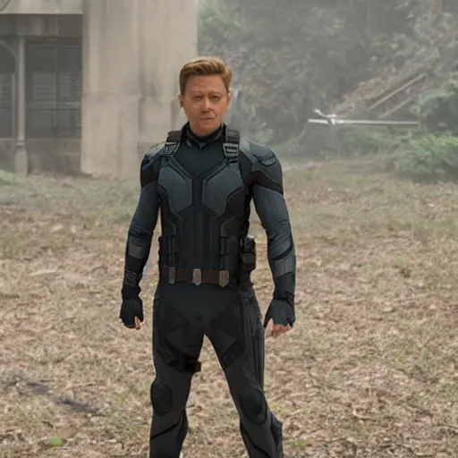 Image similar to film still of Eliot Page as Hawkeye in Avengers Endgame