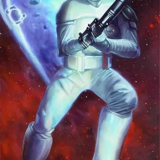 Image similar to grand admiral thrawn chiss, horror, ethereal, fantasy, space opera, painting by magalie villeneuve