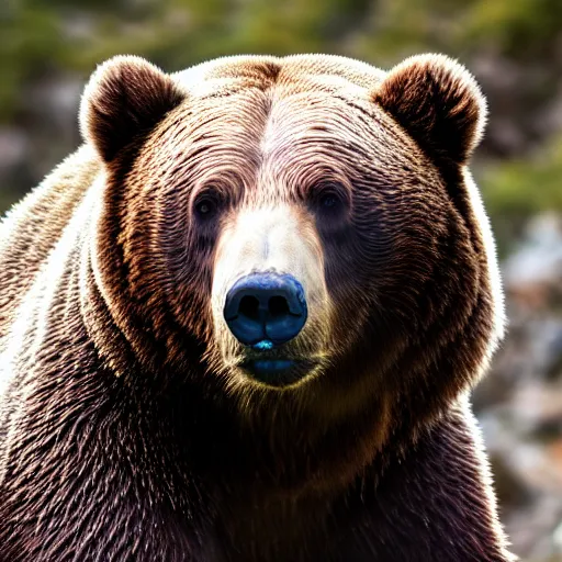 Image similar to 8k photography from a rainbow grizzly bear