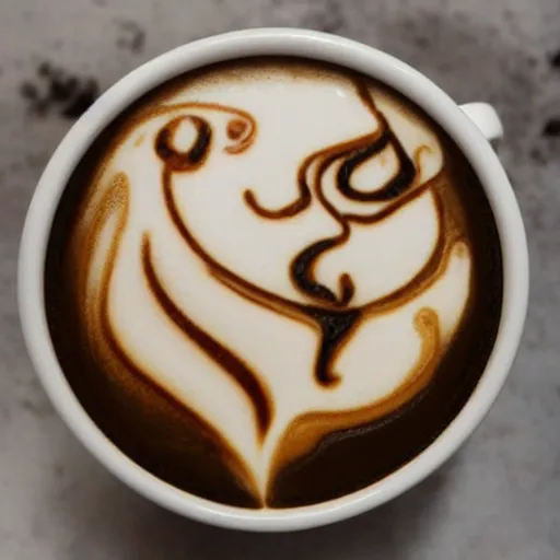 Prompt: award winning photo of wistful, sad, asian dragon as latte art