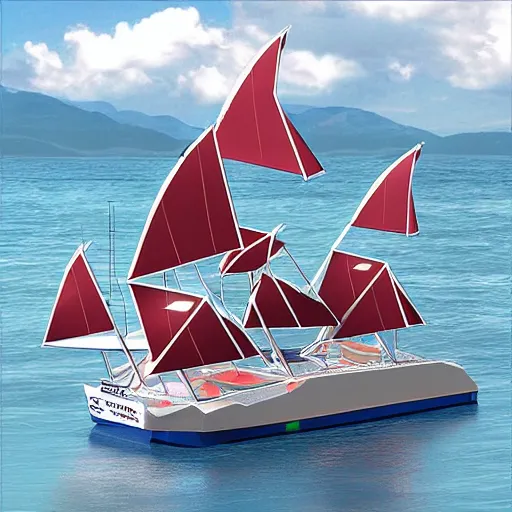 Image similar to marvel comic style futuristic sail ship with solar panel sails mid-journey, robot sailors