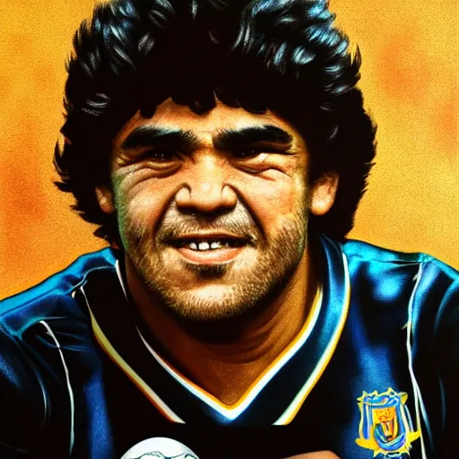 Image similar to studio light, portrait, diego armando maradona by mark brooks, by roger dean, hd, hyper detailed, 4 k - h 6 4 0