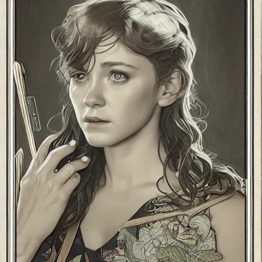 Image similar to amazing lifelike award winning pencil illustration of madge bishop from home and away trending on art station artgerm Greg rutkowski alphonse mucha cinematic