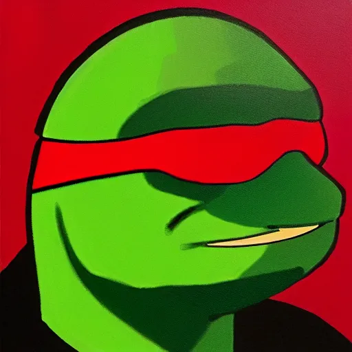 Image similar to a Acrylic on canvas image, in the style of a pixar animation of Raphael from teenage mutant ninja turtles.