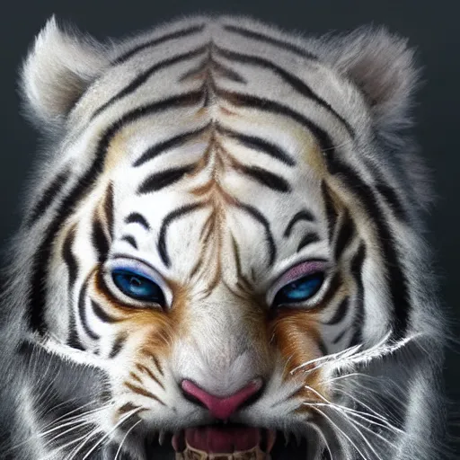 Image similar to a beautfiul award winning aesthetic commission of an antrho albino tiger wearing a black padded hooded puffer jacket,digital art,art by artgerm,character design by charles bowater,ross tran,photorealistic,detailed face,hyperdetailed,western comic,2021,artstation,deviantart