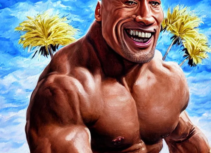 Prompt: a highly detailed beautiful painting of dwayne the rock johnson as a muppet, by albuquerque, rafael