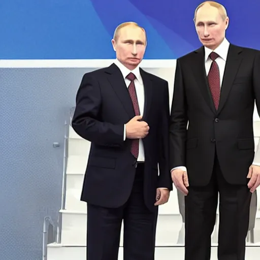 Image similar to putin teams up with a mysterious teenage putin