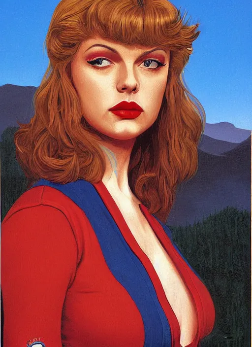 Prompt: twin peaks poster art, portrait of talyor swift cheerleader, from scene from twin peaks, by michael whelan, rossetti bouguereau, artgerm, retro, nostalgic, old fashioned, 1 9 8 0 s teen horror novel cover