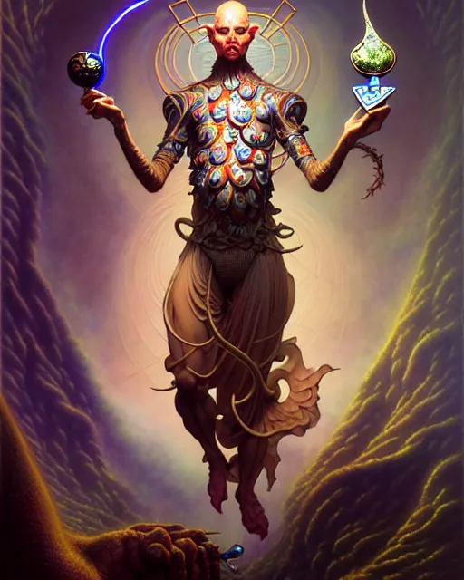 Prompt: the fool tarot card, fantasy character portrait made of fractals, ultra realistic, wide angle, intricate details, the fifth element artifacts, highly detailed by peter mohrbacher, hajime sorayama, wayne barlowe, boris vallejo, aaron horkey, gaston bussiere, craig mullins