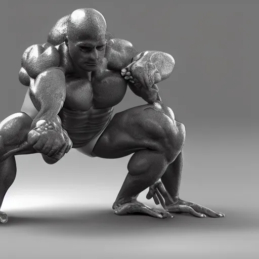 Prompt: A muscular frog lifting weights, 3D render, studio lighting, Unreal Engine 5