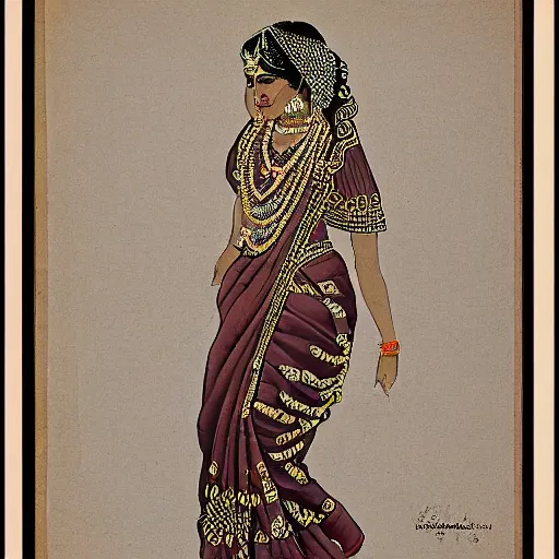 Prompt: line art of a women from maharashtra in saree from 2 0 th century extremely detailed, intricate