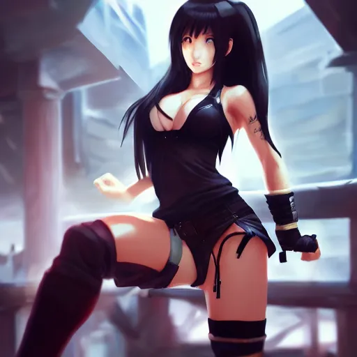 Image similar to high quality art of tifa lockhart by wlop, rossdraws, mingchen shen, bangkuart, sakimichan, yan gisuka, jeongseok lee, artstation, 4k