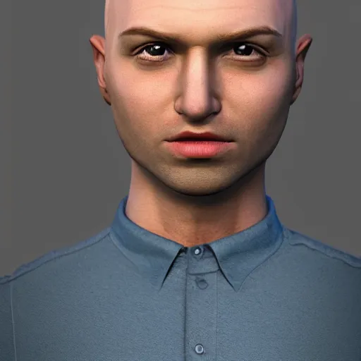Prompt: A bald young british man with semi big lips wearing a grey beanie, in a dark blue long sleeve shirt, 4k resolution, 8k resolution, HD Quality, highly detailed, very detailed, detailed, studio quality lighting, digital art, trending on artstation, front face, front view