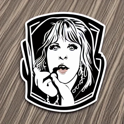 Image similar to stevie nicks playing guitar and singing, sticker - art, svg vector, adobe - illustrator