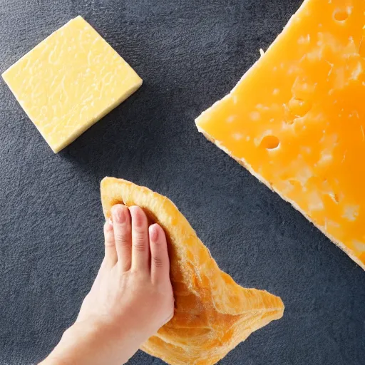 Prompt: a foot made up of cheese