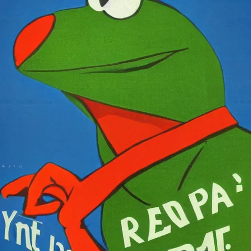 Prompt: propaganda poster for Kermit the Frog