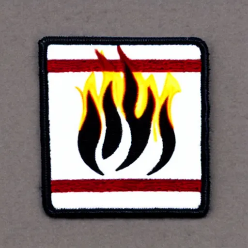 Prompt: a photo of a retro minimalist clean fire flames warning caution patch