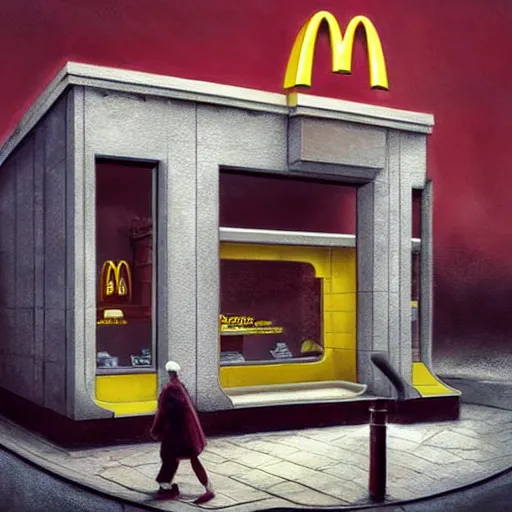 Prompt: michal karcz surrealism pastel painting of a mcdonalds., love theme, detailed, elegant, intricate, 4 k, renaissance painting