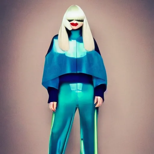 Image similar to Sia Furler artistic photoshoot wearing artistic fashion