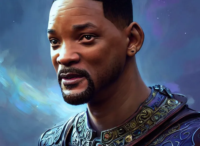 Image similar to will smith as oscar diggs, intricate, d & d, fantasy, art nouveau, digital painting, trending on artstation, sharp focus, wide shot, illustration, global illumination, ray tracing, art by artgerm and greg rutkowski and ruan jia