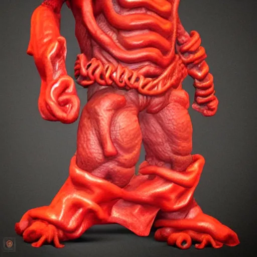 Image similar to realistic full size hellboy made out of whole twizzlers, render