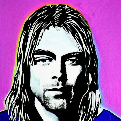 Image similar to kurt cobain op art,