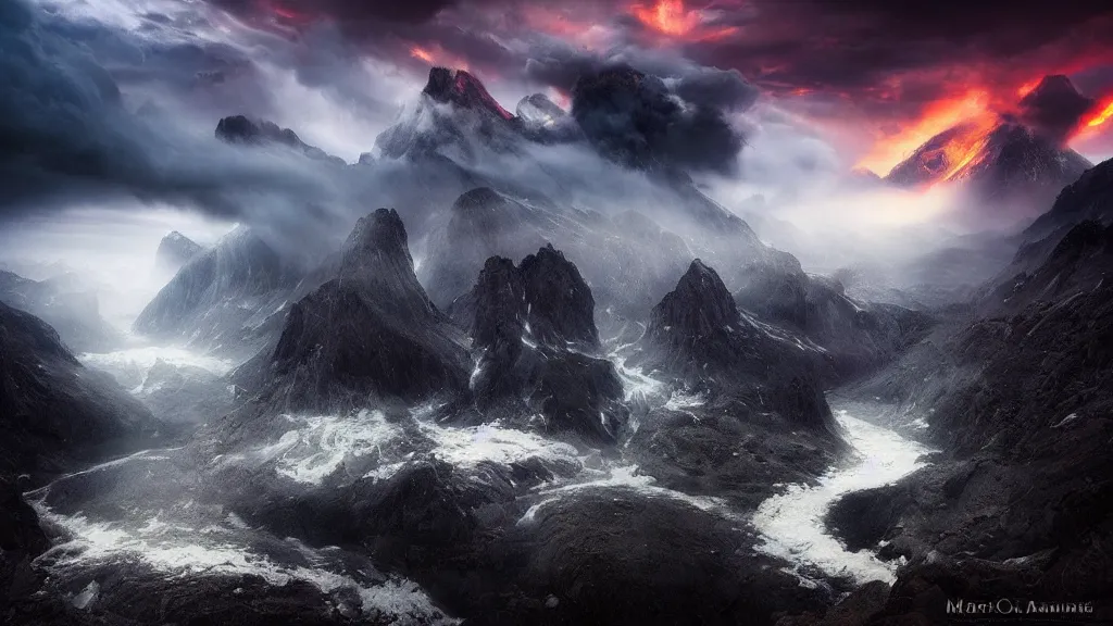 Prompt: amazing landscape photo ofmythological angry odin by marc adamus, beautiful dramatic lighting