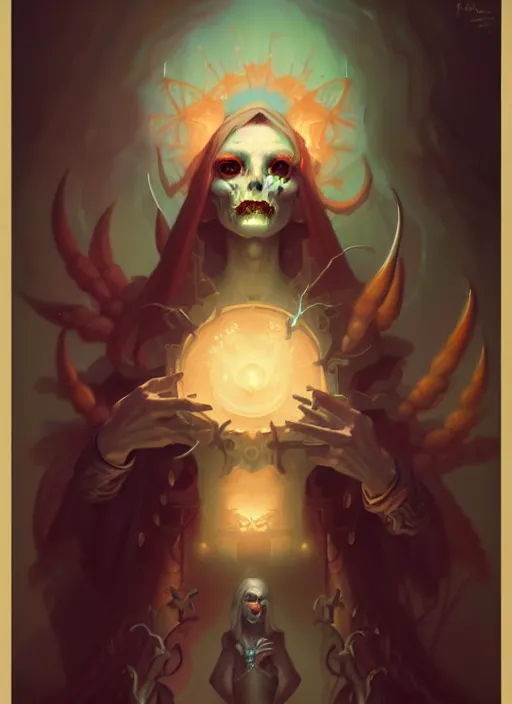 Prompt: fineart portrait illustration of the necromancer by peter mohrbacher, hyper detailed, crisp