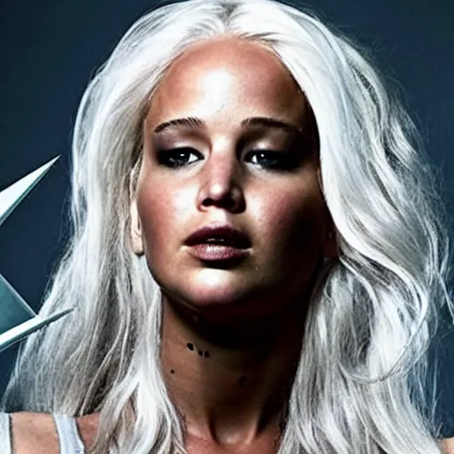 Prompt: Promo picture of Jennifer Lawrence as Storm in X-men remake (2029)