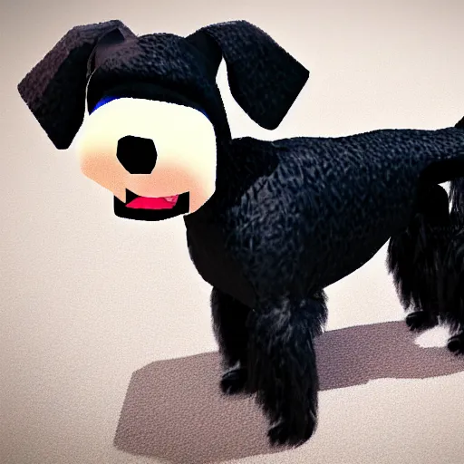 Prompt: black schnauzer mixed dog in roblox