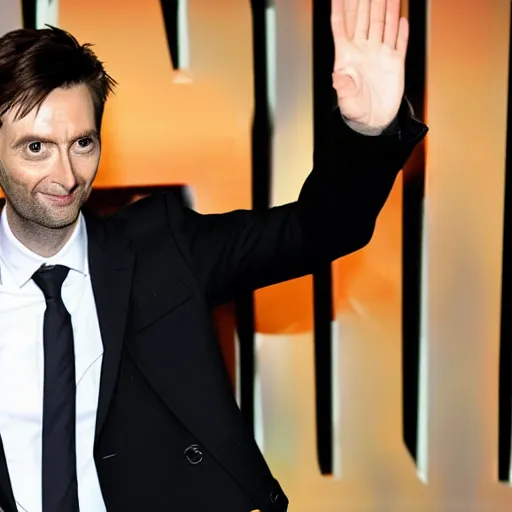 Prompt: David Tennant waving hello