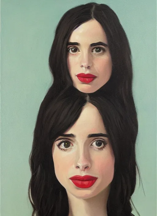 Image similar to oil painting by agnes lawrence pelton, portrait of emma roberts krysten ritter,