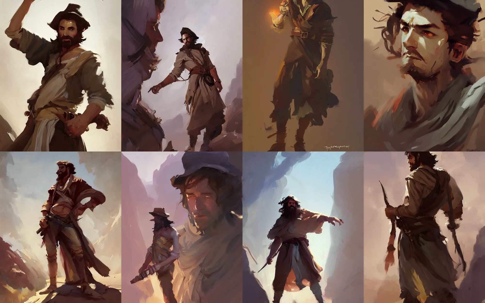 Prompt: portrait of nomad young man tramp in dress cloth greg manchess portrait painting of bard, d & d, fantasy, medium shot, asymmetrical, intricate, elegant, matte painting, illustration, hearthstone, by greg rutkowski, by greg tocchini, by james gilleard, by joe fenton