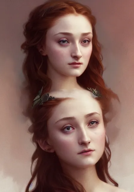 Image similar to little pretty girl sansa stark, intricate, elegant, highly detailed, digital painting, artstation, concept art, smooth, sharp focus, illustration, art by artgerm and greg rutkowski and alphonse mucha and william - adolphe bouguereau